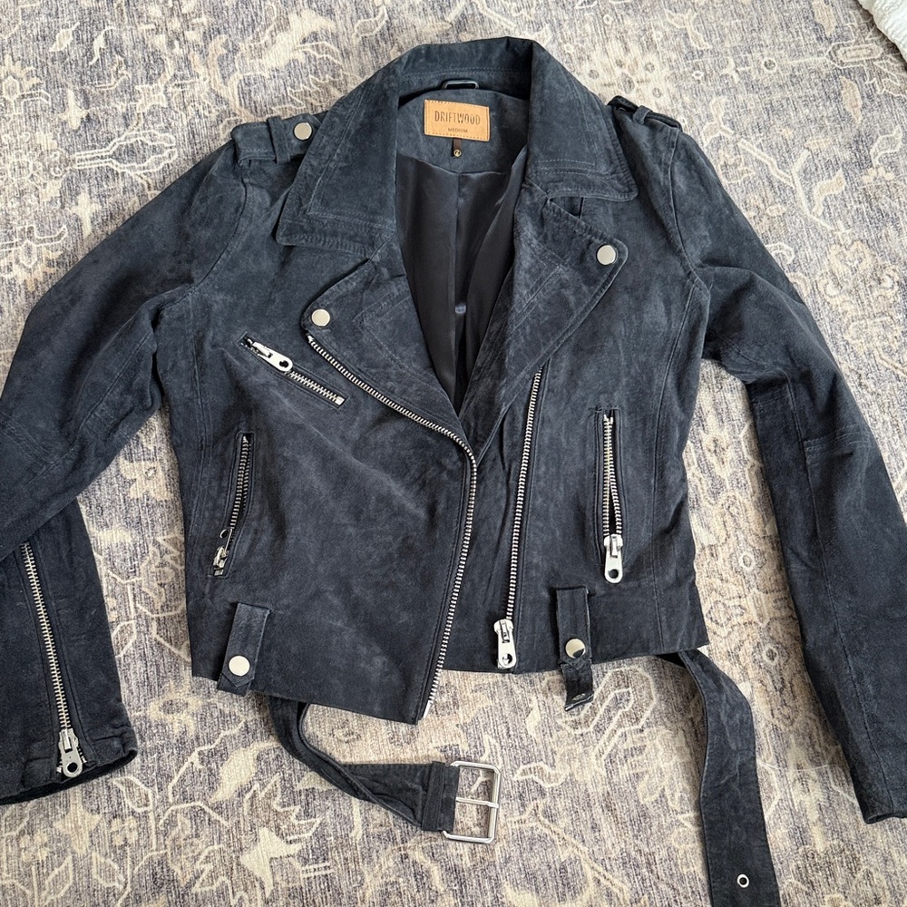DRIFTWOOD navy Suede Leather Jacket